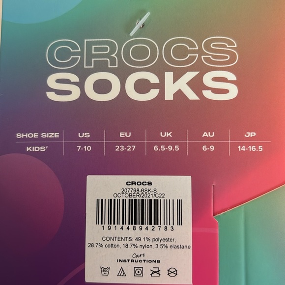 CROCS Socks 3 pair kids sz small. US sz. 7 -10 - Picture 5 of 9